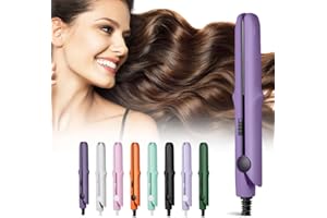 NOGCAW 2025 Upgrade Mini Dual Purpose Curling Iron, 2-in-1 Mini Curling Wand Flat Iron Hair Straightener, Portable Hair Straightener Travel Curling Wand for Women Short Hair, All Hair Types (Dark Purple)
