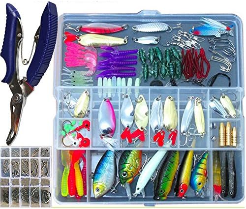AGadget Fishing Lures Set 232PCS/Box for Trout Bass Salmon including Baits Minnow Crankbait Popper VIB Pencil Fishing Spoons Jig Hook Soft Lures with Tackle Box