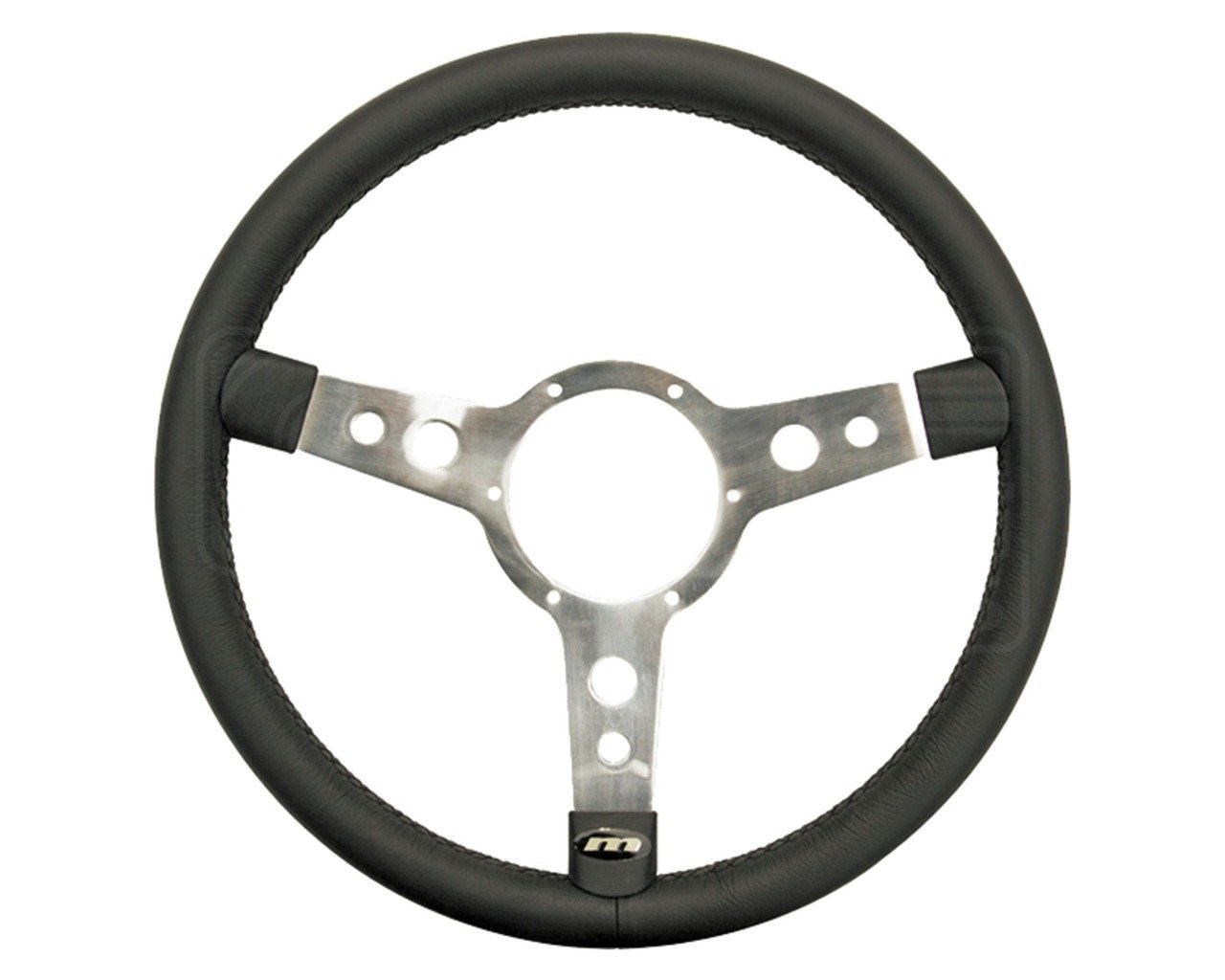 Mountney 33SPVB 3 Spoke, Polished Center, Semi - Dished, Black Vinyl