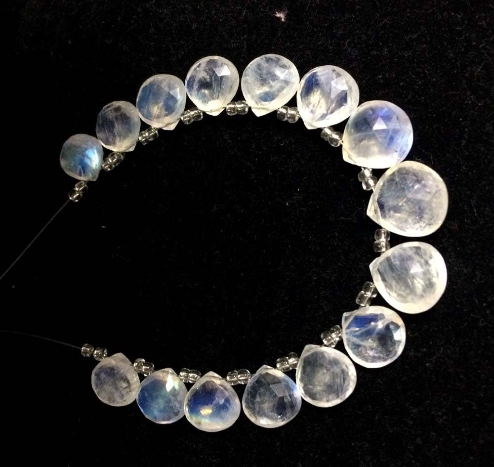 AAA RAINBOW MOONSTONE FACETED HEART SHAPE BRIOLETTES BEADS, RAINBOW MOONSTONE LOOSE GEMSTONE 5MM-7MM