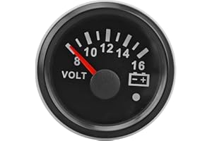 Boat Voltmeter, 52MM Boat Voltmeter DC9 to 32V Pointer Voltage Gauge with Colorful Backlight for RVs Yachts Fishing Boats Shi