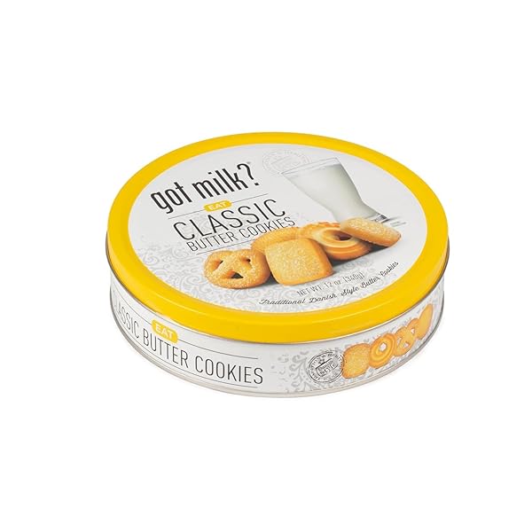 GOT MILK? TRADITIONAL DANISH STYLE BUTTER COOKIES IN 12 OZ. GIFT TIN