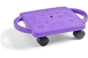 hand2mind Purple Indoor Scooter Board with Safety Handles for Kids Ages 6-12, Plastic Floor Scooter Board with Rollers, Physical Education for Home, Homeschool Supplies (Pack of 1)