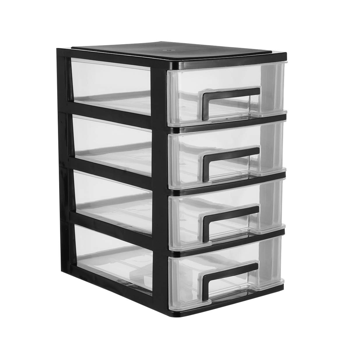 Garneck 1pc 4 Drawer Storage Unit, Plastic Drawers Storage Unit Desktop Tabletop Organiser 9.8''Hx 8.2''L x 6.2''W Storage Drawers for Bedroom Office Garage
