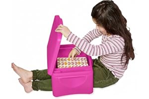 HearthSong Kids’ Portable Folding Lap Desk with Large Storage Activity Tray, 17"L x 12"W x 7½"H, Pink