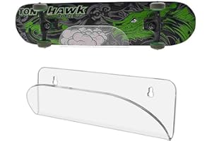 BiJun Skateboard Wall Mount Display Rack Skateboard Hanger Wall Mount Deck Clear Display and Storage Longboard Deck Horizontal Display Stand