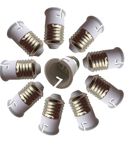 SQXBK 5-Pack E26/E27 To B22 Bulb Adapter – Flame-Retardant PC, Converts Lamp Sockets, 60W Max, White