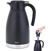 GiNT 74oz Thermal Coffee Carafe with Infuser &ndash; Insulated Tea Carafe, Removable Filter, Dishwasher-Safe | 2.2L 10+ Cups, Leak-Proof Seal &amp; Pinch-Release | Stainless Steel for Office &amp; Events