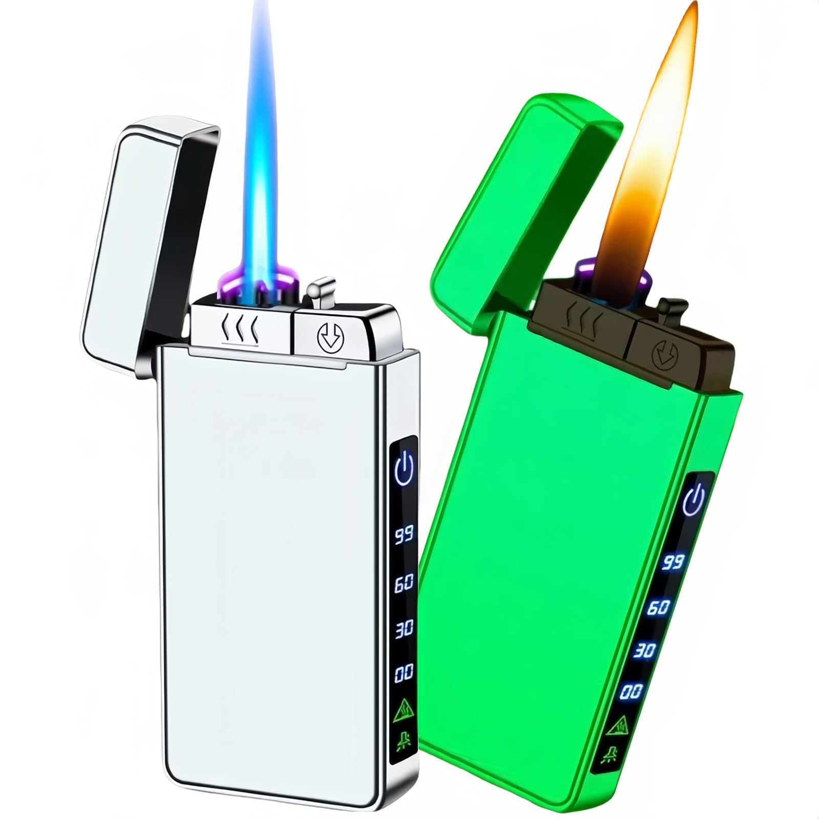 Photo 1 of NINSI Torch Lighter, Butane Torch Soft Flame Plasma Dual Arc 3-in-1 Lighter, USB Rechargeable Electric Lighters with Flashlight, Windproof Refillable Lighters (Without Fuel) (Luminous White)