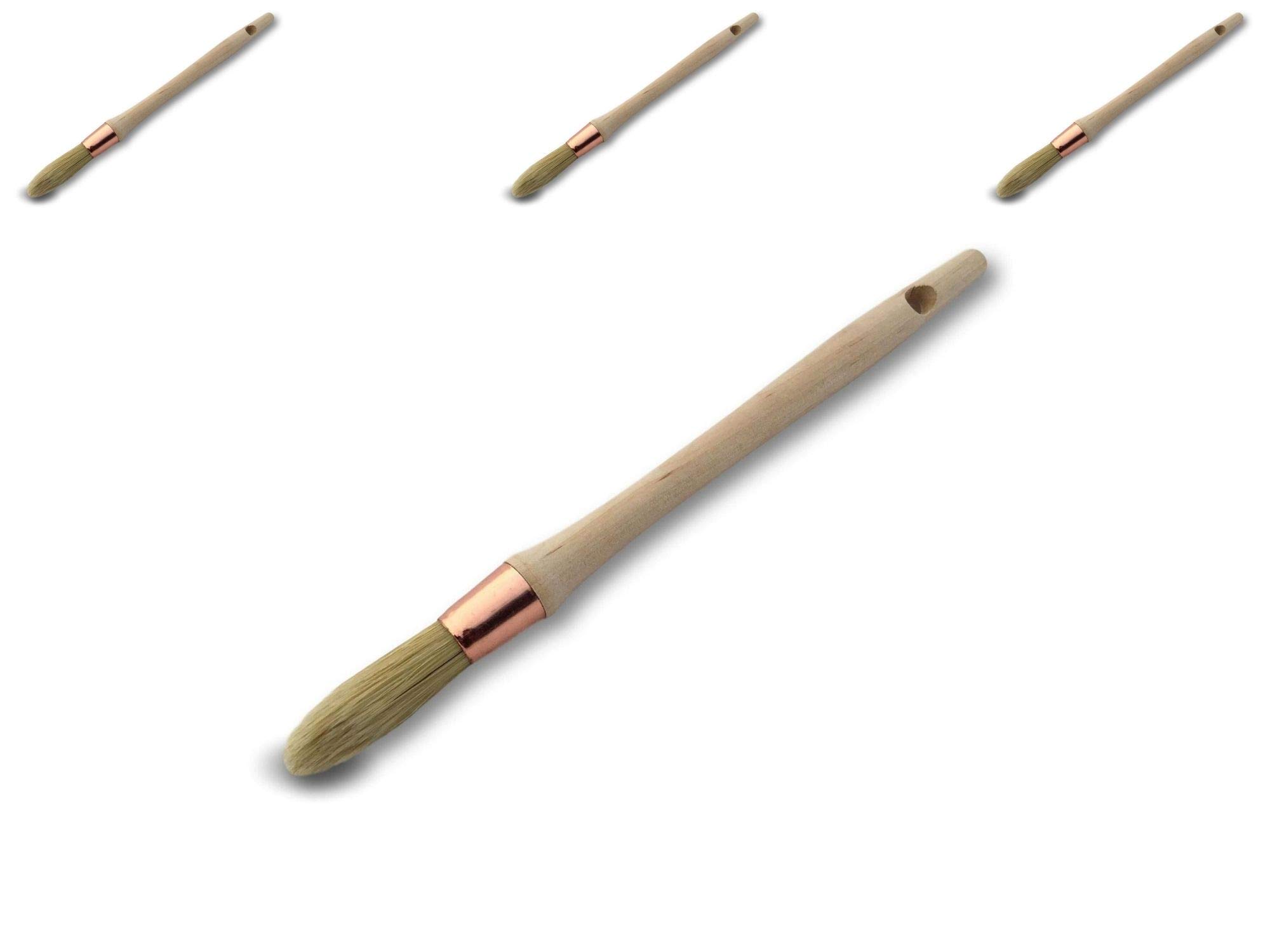 Kibros 371D15_30cx3 Recoating Thumb Brush - White Silk Round Brush - Diameter 15 mm - Renovation Paint Shutters Moulding Skirting Corner