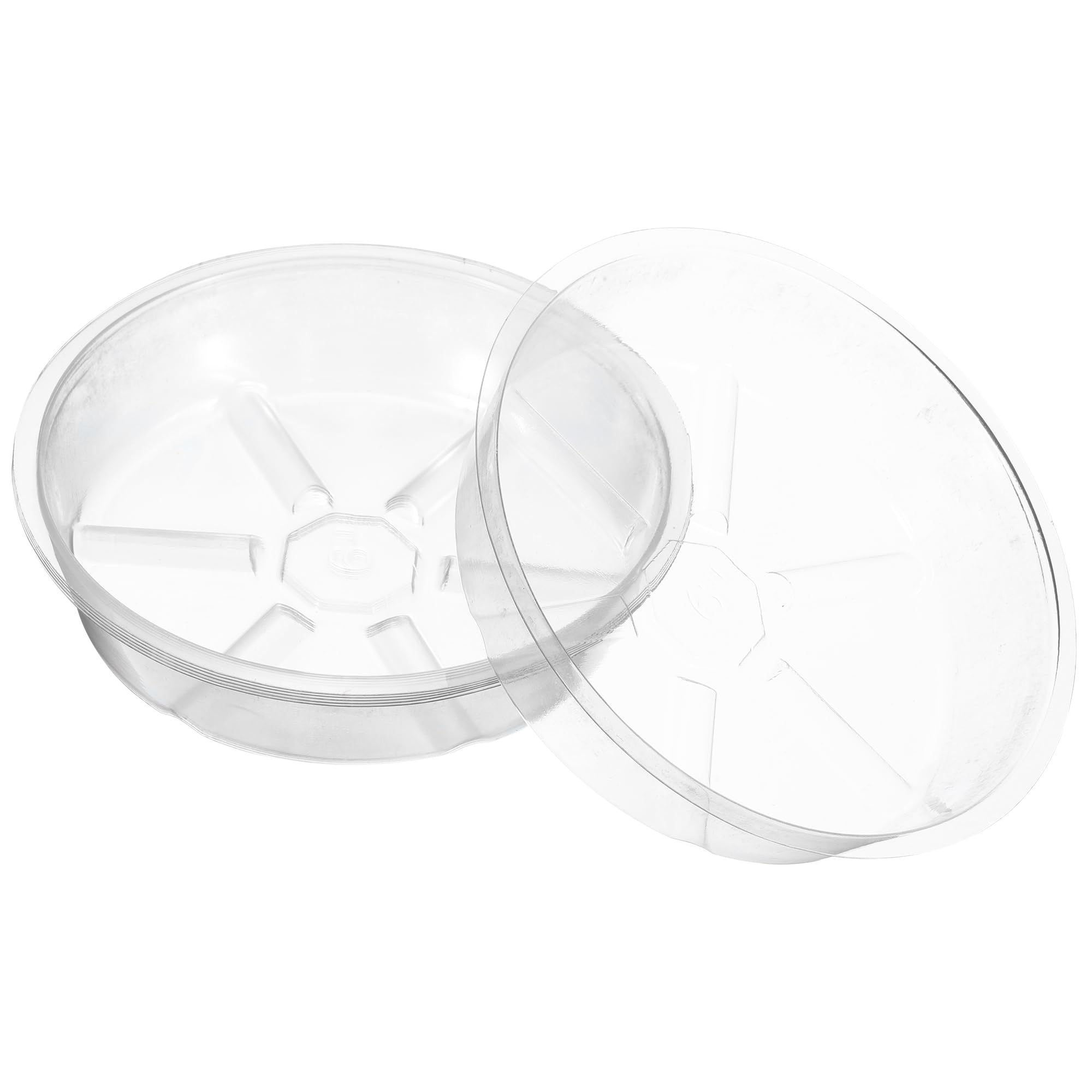 M METERXITY 6 Pack Planter Saucers - Plastic Plant Tray Flower Pots Drip Trays Round Apply to Outdoor/Garden (6 Inch, Clear)