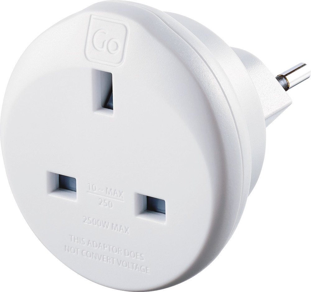 Go Travel UK to Swiss Earthed Compact Travel Adaptor (Adapter Ref 534)