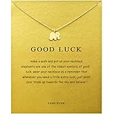 LANG XUAN Friendship Anchor Compass Necklace Good Luck Elephant Pendant Chain Necklace with Message Card Gift Card