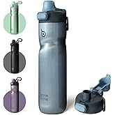 BOTTLE BOTTLE Insulated Water Bottle 24 oz with Handle and Flip Tops Lids Stainless Steel Water Bottle Push Button Lid Leak proof Portable for Running Travel Sports Hiking blue