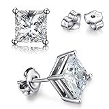 SWOPAN 925 Sterling Silver Pricess Cut Cubic
