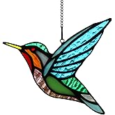 HAOSUM Stained Glass Birds Window Hangings, Stained Glass Hummingbird Decorations,Bird Suncatcher for Window Decor Hummingbird Gifts for Mom,Bird Lovers