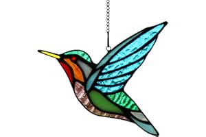 HAOSUM Stained Glass Birds Window Hangings, Stained Glass Hummingbird Decorations,Bird Suncatcher for Window Decor Hummingbird Gifts for Mom,Bird Lovers