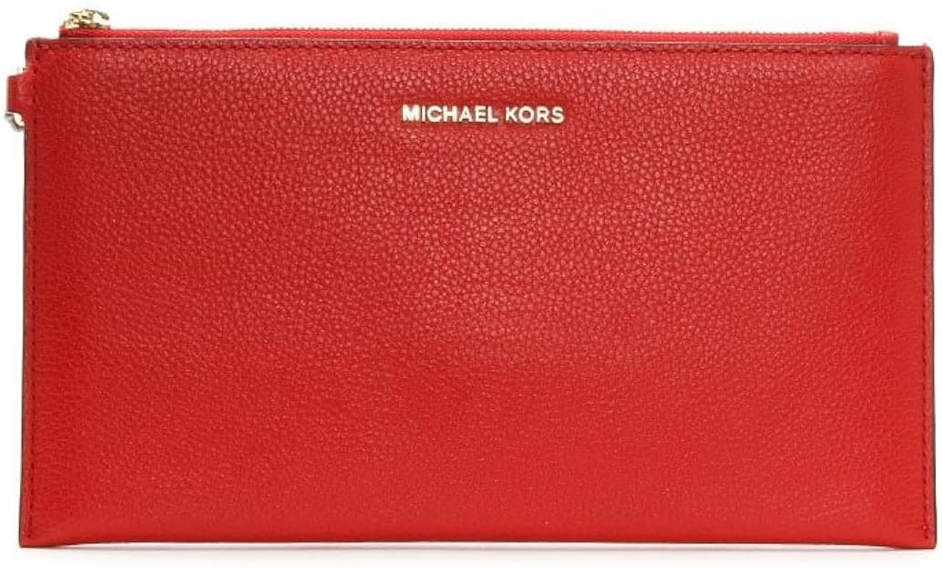 Michael Kors Mercer Large Bright Red Leather Clutch Bag