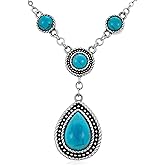 BETHZA Real Turquoise Necklace 925 Sterling Silver Boho Western Jewelry Gift for Women