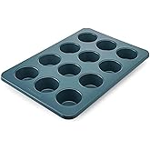 KitchenAid Nonstick Swiss Engineered Aluminized Steel Muffin Pan, Dishwasher Safe, Agave, 12 Cup