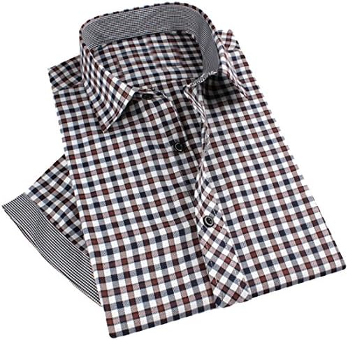 Vska Men's Plaid Flannel Shirt Coffee X-Large