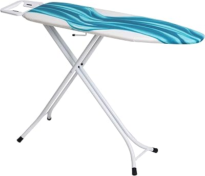 Mabel Home Adjustable 4-Leg Ironing Board with Extra Cover Blue Pattern