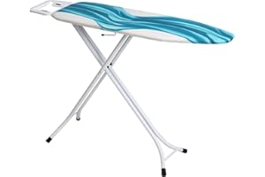 Mabel Home Ironing Board Made in Europe, Adjustable Height, Deluxe, 4-Leg, + Extra Cover, Easy Storage (3 Different Model & Sizes) (Deluxe (44" x 14"))