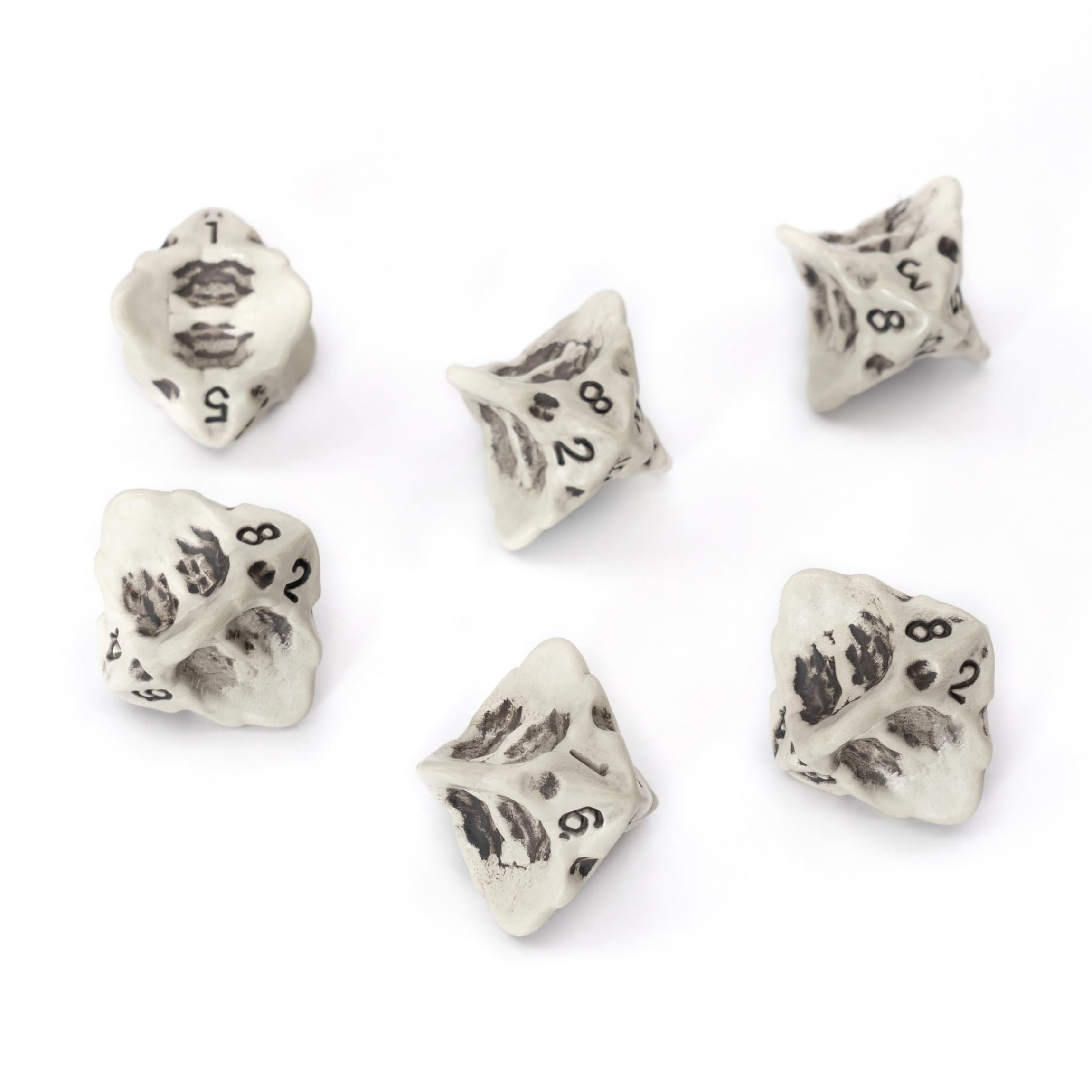 LYNX D8 Dice Set - Set of Six 8 Sided Dice - Skull & Bone Themed RPG Dice. Cool & Unique Gift for Dungeons & Dragons (DND), Warhammer, D&D, Pathfinder, D and D. (Cleaned Bone White)