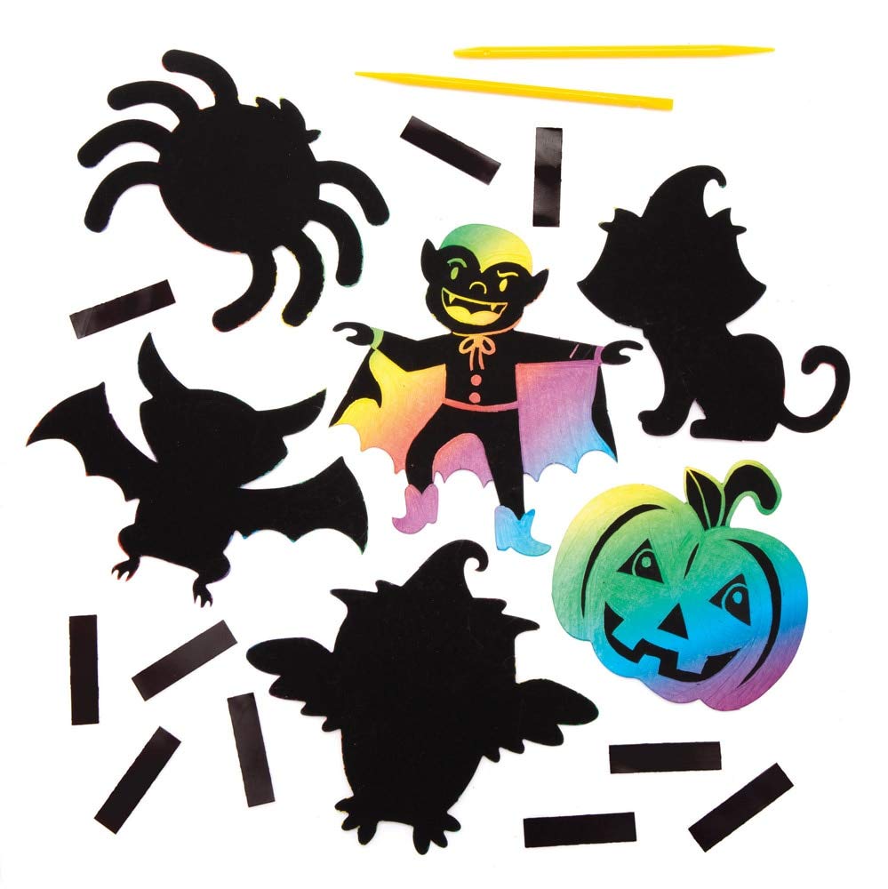 Baker Ross AW872 Pack of 10, Scratch Art, Children Magnet Crafting, Halloween Activities for Kids, Assorted — image 1