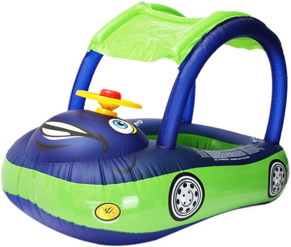 Uleade Baby Swim Float Seat,Car Shaped Boat Pool Float Seat with Sunshade & Canopy for Kids Baby Child Toddler Infant
