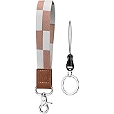 YAVVOZH Keychain Wristlet, Short Key Chain for Women Men, Soft Wrist Keychain Lanyard Strap for Keys Car Key Phone Wallet, Khaki