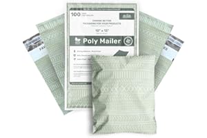 MINI WANDER Poly Mailers 10x13 Inch 100 Pack Medium Shipping Bags Strong Thick Mailing Envelopes | Self Sealing Adhesive | Waterproof & Tear Resistant | Small Business Packaging for Clothing - Boho Sage Green