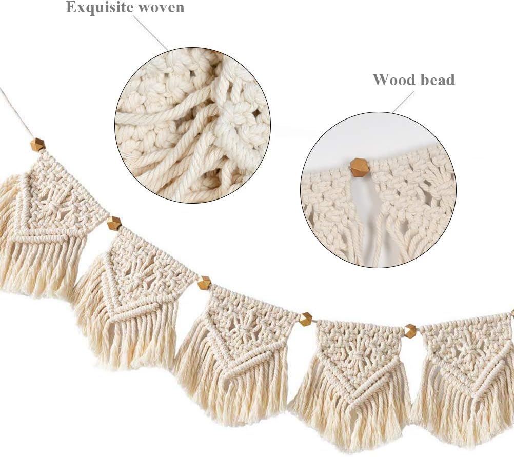FOCCTS Wall Hanging Tapestry Bohemian Macrame Woven Handmade Cotton Rope Home Decor Craft Christmas Birthday Presents, 110 x 20cm - Image 5