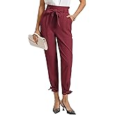 GRACE KARIN Womens Casual High Waist Pencil Pants with Pockets Bow-Knot Cropped Paper Bag Pants for Work