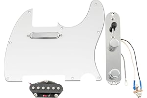 Musiclily Pro Pre-wired Standard Tele Pickguard and Loaded Control Plate with Artec Pickups Alnico 5 Magnet for TL Style Electric Guitar, 3Ply White