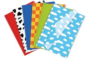 AnyDesign 90 Sheets Cartoon Story Tissue Paper Toy Cow Print Blue Cloud Gift Wrapping Paper for DIY Crafts Birthday Baby Show