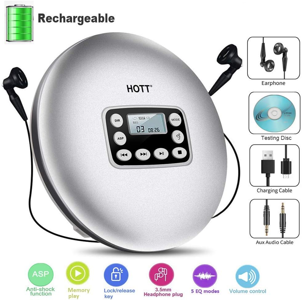 Portable CD Player for Car, Personal Compact CD Player