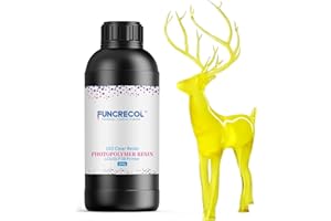FUNCRECOL 16K High Transparent Resin, High Precision & Low Odor 3D Printing Photopolymer Liquid, 405nm Fast UV-Curing Resin for LCD/DLP/MSLA 3D Printer (Clear Yellow, 1000g)