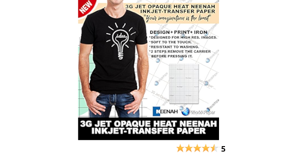 Amazon Com 3g Jet Opaque Heat Transfer Paper 11x17 50 Sheets Transfer Paper Arts Crafts Sewing