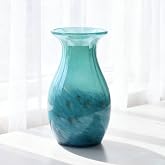 Teal Vase, 11.4-Inch Turquoise Blue Glass Vase for Flowers and Home Decor | One Peacock-Feather-Inspired Gradient Vase with 3.2-Inch Flared Opening for Entryway, Dining Table, Mantel and Shelf