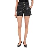 alice + olivia Women's Baylor Ultra Vegan Leather Button Corset Shorts