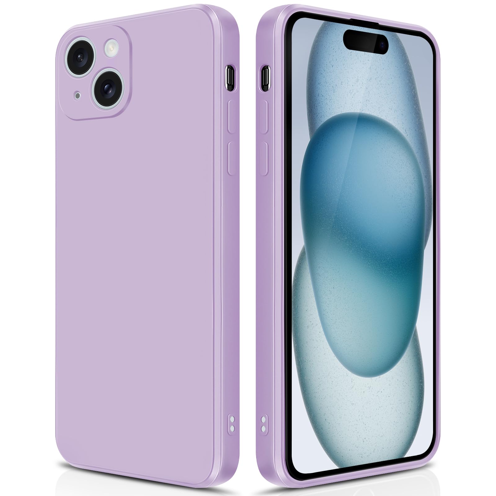 GiiYoon Case Compatible with iPhone 15, Silky-Soft Touch Full-Body Protective Phone Silicone Case, Shockproof Cover with Microfiber Lining, Purple — image 1