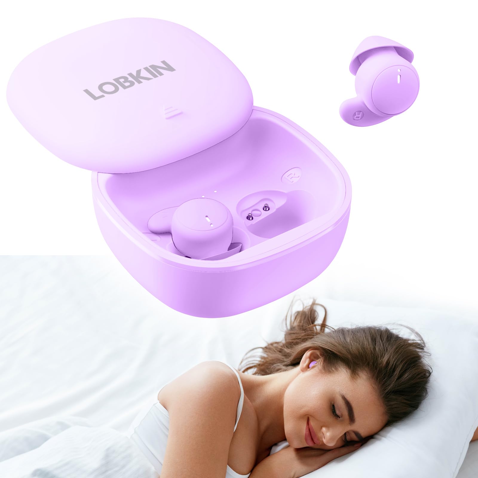 LOBKIN Sleep Headphones, Bluetooth 5.4 Wireless Sleep Headphones with Noise Blocking, Sleep Earbuds for Side Sleepers, Soft and Invisible in-Ear Earphones for Sleeping and Working
