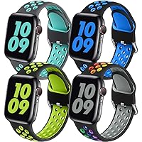Easuny Sport Band Compatible for Apple Watch 38mm 40mm 42mm 44mm Women Men - Soft & Breathable Silicone Replacement…