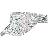 Gudessly Shiny Rhinestones Sport Sun Visor Adjustable Summer Cap Visor Caps for Women Men White