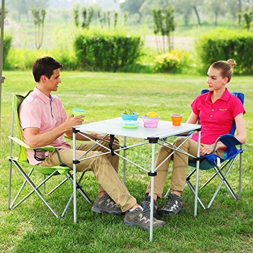 KingCamp Camping Table Folding Aluminum Roll Up Top Collapsible