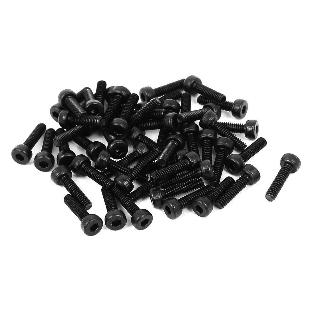 Sourcingmap M2x8mm 14.9 Alloy Steel Hex Socket Head Knurled Cap Screw Bolt Black 50pcs