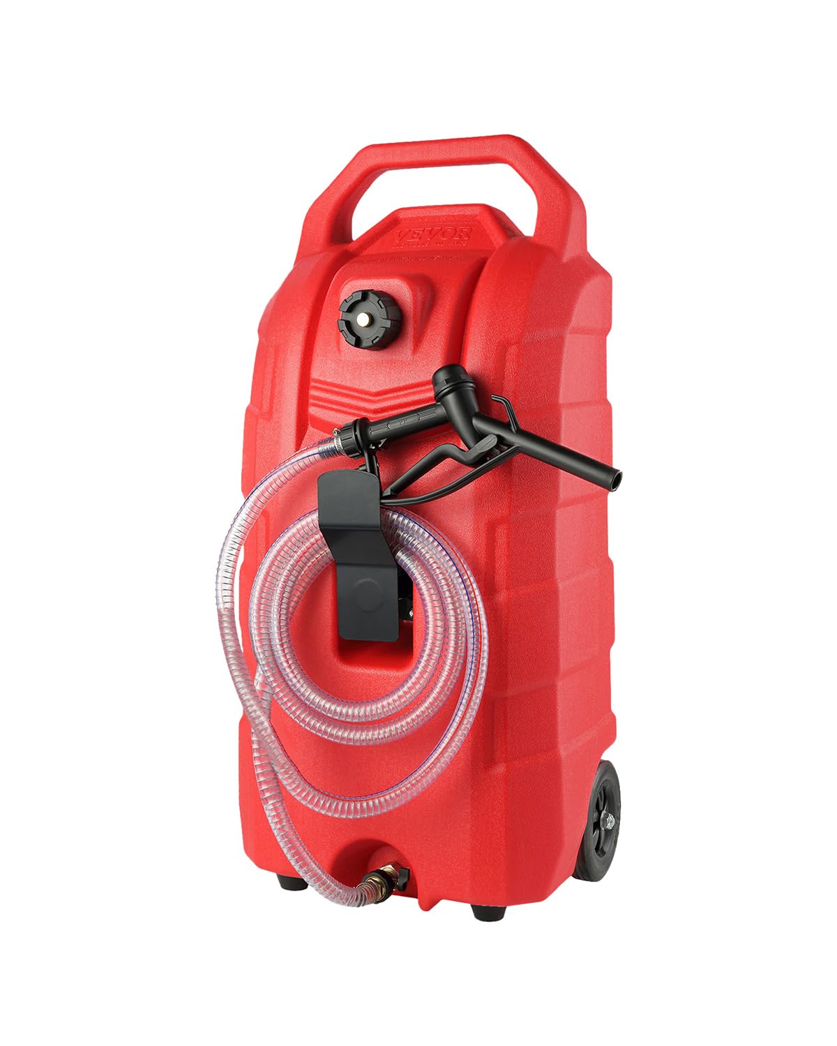 Photo 1 of VEVOR Fuel Caddy, 16-Gal Portable Gas Storage Tank Container, 7.8 L/min Fuel Transfer Storage Tank with Hand Pump Rubber Wheels, for Gasoline, Diesel, Machine Oil, for Car Mowers Tractor Boat