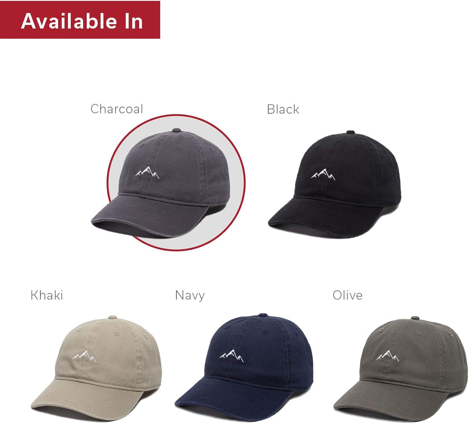 Outdoor Cap Mountain Embroidered Dad Hat â€“ Adjustable Soft Cotton Polo Style Unstructured Baseball Cap for Men & Women, Charcoal: Clothing