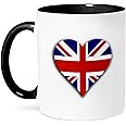 3dRose British Flag Heart-UK Union Jack for England and Britain Fans Two Tone Mug, 1 Count (Pack of 1), Black